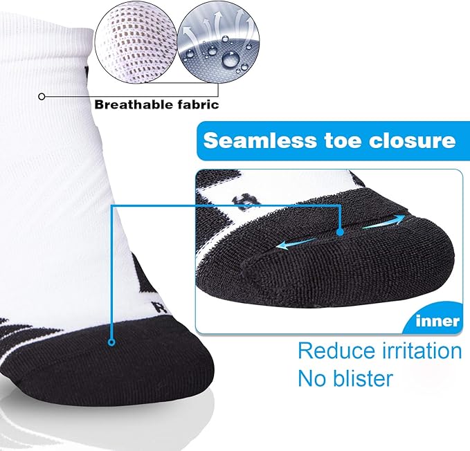 Hylaea No Show Running Athletic Anti-Blister Wicking Coolmax Socks, Seamless Anti-odor