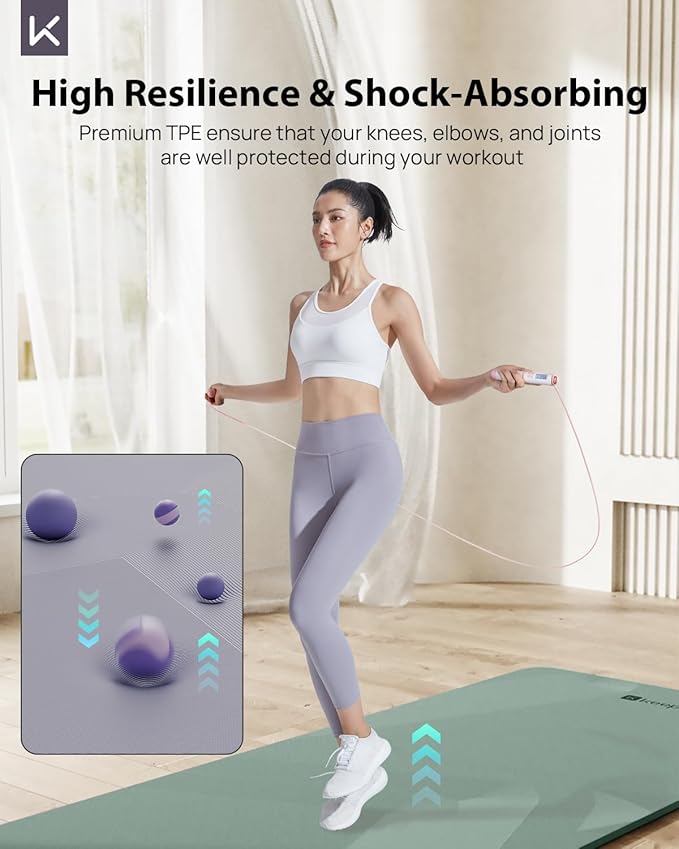 KEEP Yoga Mat, 32" Extra Wide Exercise Mat with Strap for Men and Women, 7mm Thick Double-Sided Non-Slip Eco-friendly Yoga Mat for Pilates, Workout and Fitness