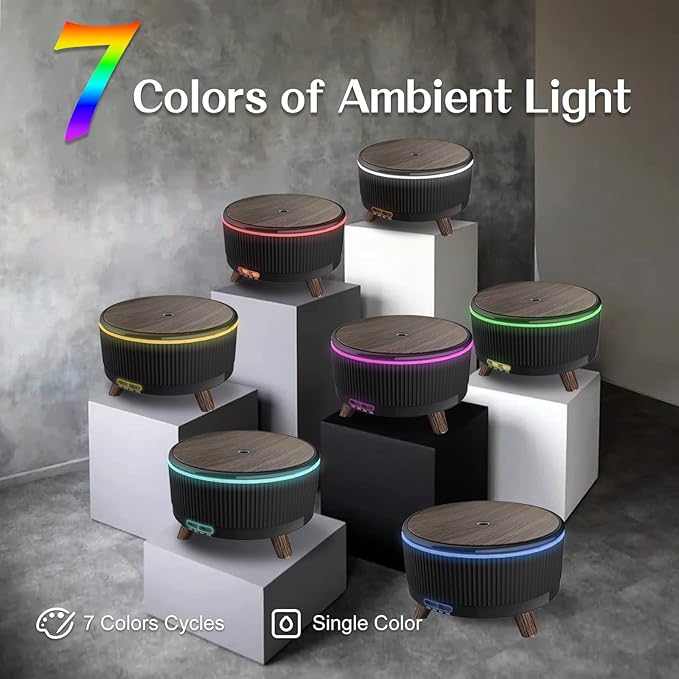 Diffusers for Essential Oils Humidifiers 500ML, Essential Oils Large Room Aromatherapy Diffuser,7 Colors Lights 3 Mist Modes with R/C for Home Office