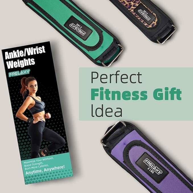 Frelaxy Ankle Wrist Weights for Women Men Kids, Comfy& Adjustable Leg Arm Weights Set for Walking, Gym, Yoga, Pilates, Dance, Cardio & Strength Training 1lb 2lbs 3lbs 1 Pair