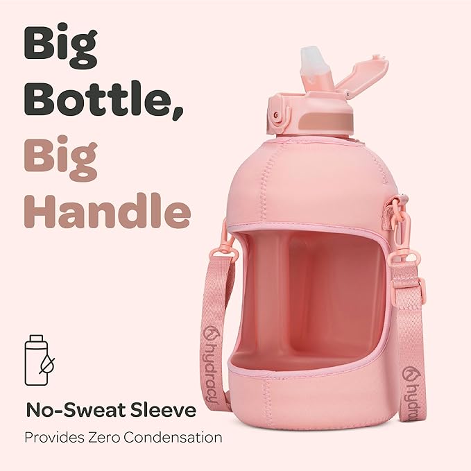 Hydracy Water Bottle with Time Marker -Large BPA Free Water Bottle & No Sweat Sleeve -Leak Proof Gym Bottle with Fruit Infuser Strainer & Times to Drink -Ideal for Fitness Sports & Outdoors