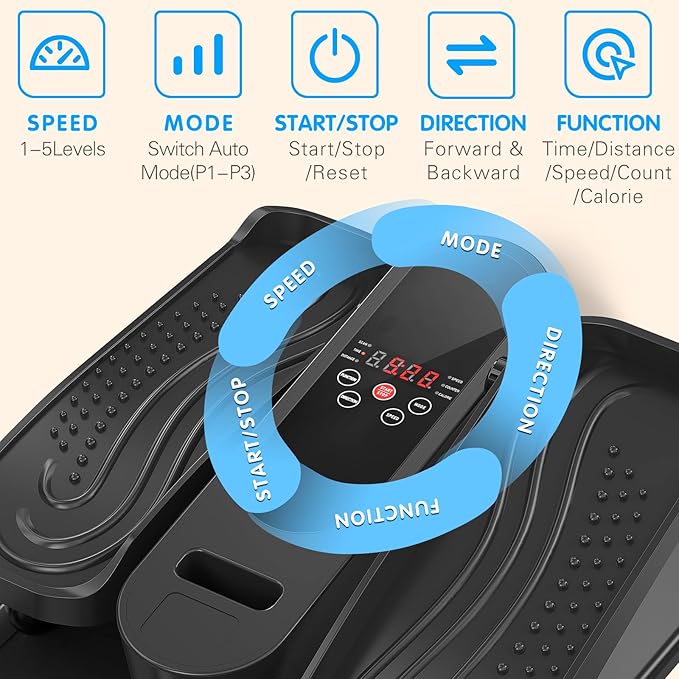 Under Desk Elliptical Machine, Mini Ellipse Leg Exerciser Electric Seated Pedal Fully Assembled Quiet Compact for Seniors Portable Stepper with Remote Control for Home