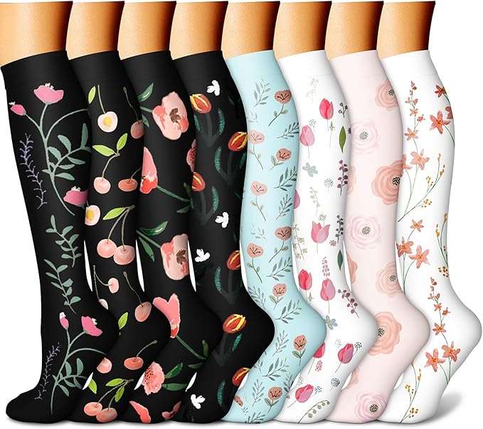 CHARMKING Compression Socks for Women & Men Circulation (8 Pairs) 15-20 mmHg is Best Support for Athletic Running,Hiking