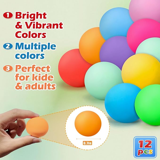 12 Pcs Stress Balls Set for Adults and Kids - Squishy Ball Sensory Fidget Toys for Anxiety Relief - Squeeze Ball Party Favors Bulk Pack - Classroom Prize - Birthday Halloween