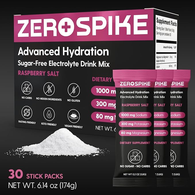 No Sugar Electrolytes Powder Packets | Keto & Fasting Salts Drink Mix | Supplements: The Key Hydration Nutrients Missing from Purified Water | Clean, Raspberry, Calorie Free | 30 Sticks