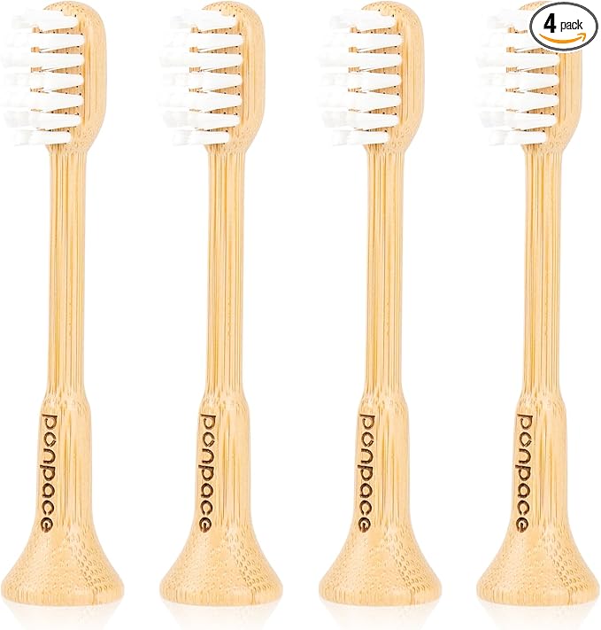 Bamboo Toothbrush Heads Compatible with 7AM2M, Extra Soft Castor-Oil Bristles for Sensitive Teeth, Eco-Friendly & Gentle Cleaning