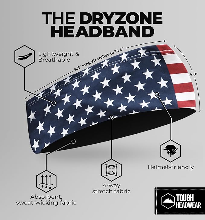 Tough Headwear Sport Headbands for Men - Workout Headbands for Women - Running Headband -Tennis Athletic Sweatband