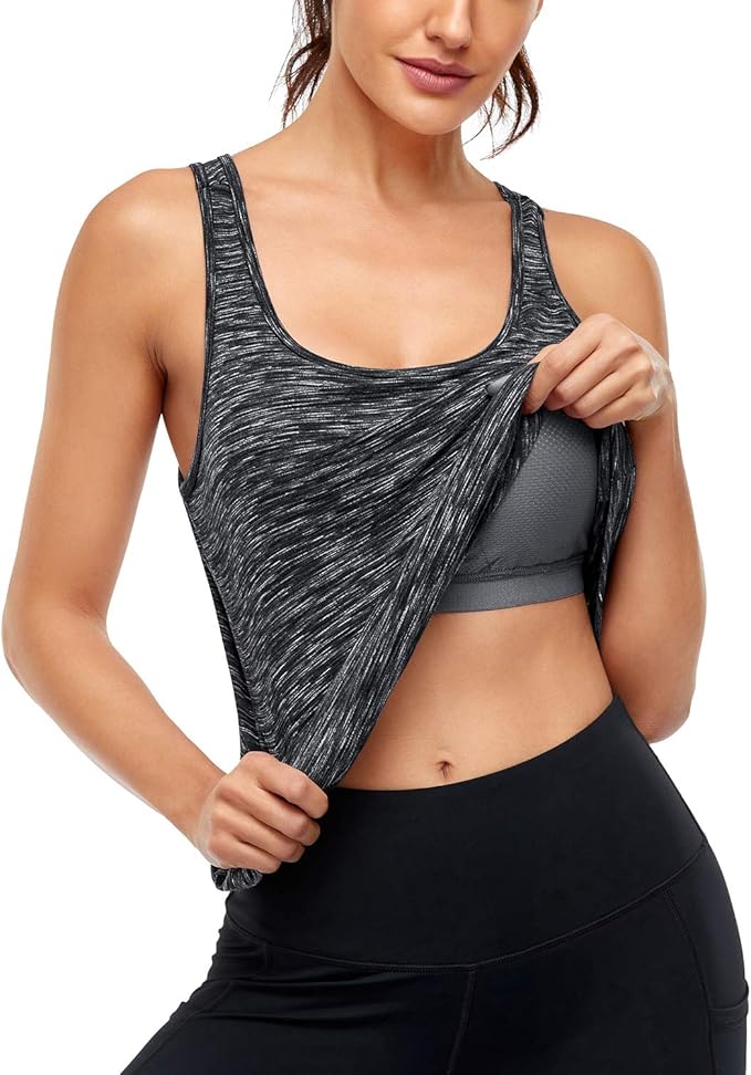 Cestyle Womens Tank Tops with Built in Bras Racerback Yoga Workout Sports Activewear