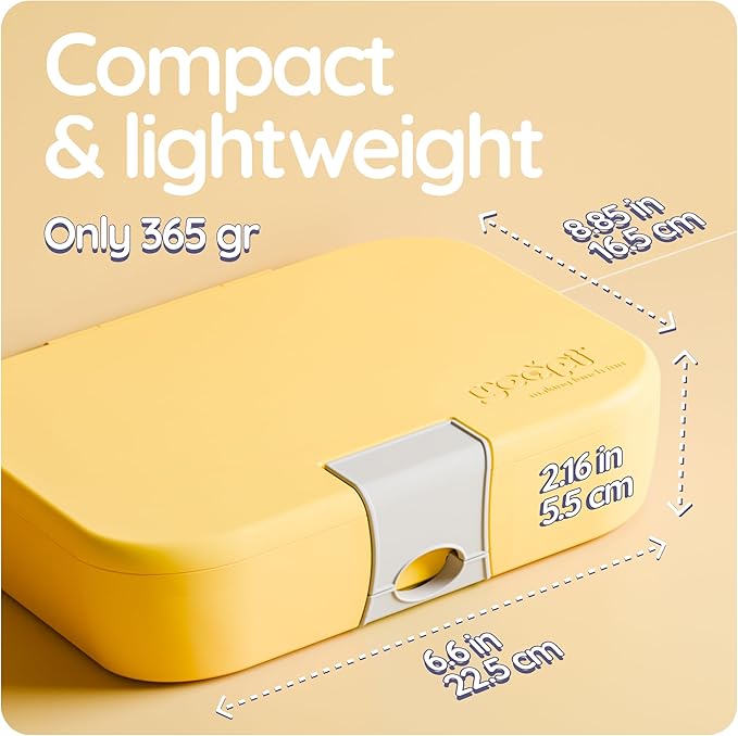 YOOPI Bento Box for Kids, Leak-Proof, BPA-Free School Bento Lunch Box Containers with Compartments. Online Healthy Meal Planning, Durable, Easy-Clean, Eco-Friendly Lunchbox for Boys & Girls (Yellow)