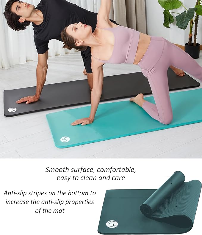 Yoga Mat Thick 1 inch Exercise Mat 76.7"x24" Workout Mats for Home Gym, Non-slip Yoga Mat for Women Men, with Carrying Yoga Bag