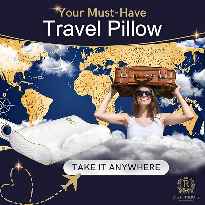 2-Pack Travel Memory Foam Pillow, Camping, Cervical for Pain, Contour, Pillow for Neck and Shoulder, Neck