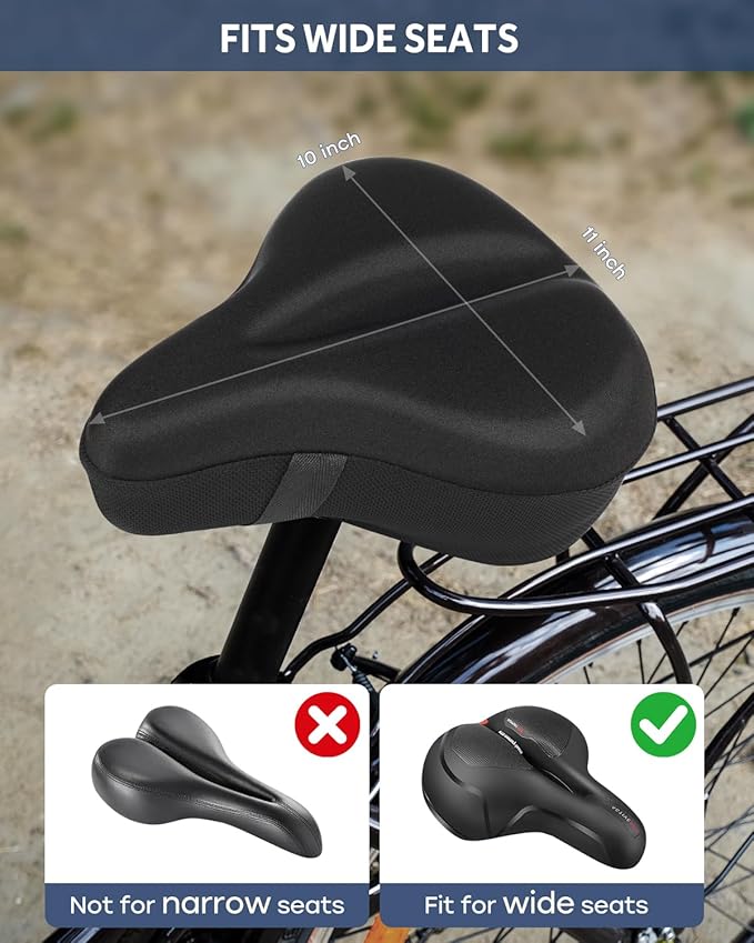 Bike Seat Cushion, Comfortable Bicycle Saddle Cover for Indoor and Outdoor Cycling, Padded Gel Cover for Exercise, Mountain & Road Bikes, Universal Fit for Peloton & Stationary Bikes