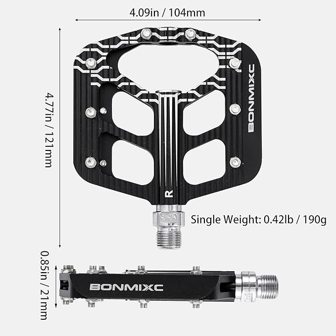 Bike Pedals 9/16 Mountain Bike Pedals Non-Slip Aluminum Alloy Large Platform Sealed Bearing Flat Road Bicycle Pedals