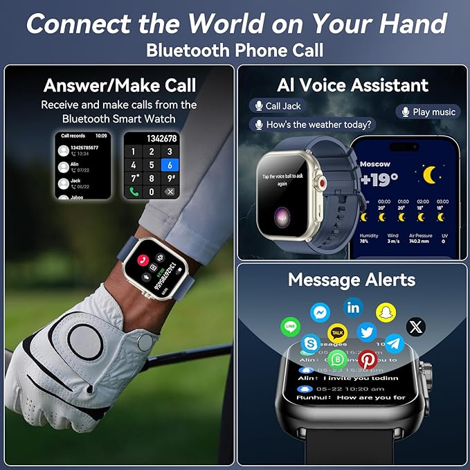 Smart Watch for Men Women, 1000mAh Battery 100-Day Standby Time, 1.85" HD Screen Fitness Tracker, 110+ Sport Modes, IP68 Waterproof, Heart Rate/Sleep Monitor, Fitness Watch for Android/iPhone(Blue)