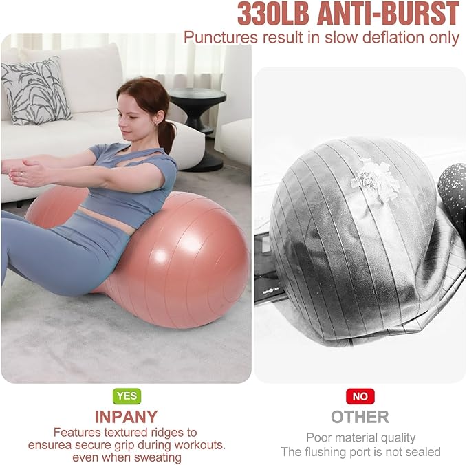 INPANY Peanut Ball - Exercise Ball for Labor Birthing, Anti-Burst Physical Therapy for Kids, Core Strength, Flexible Seating, Home & Gym Fintness, Sensory Chair Wiggle Seat for Girls and Boys