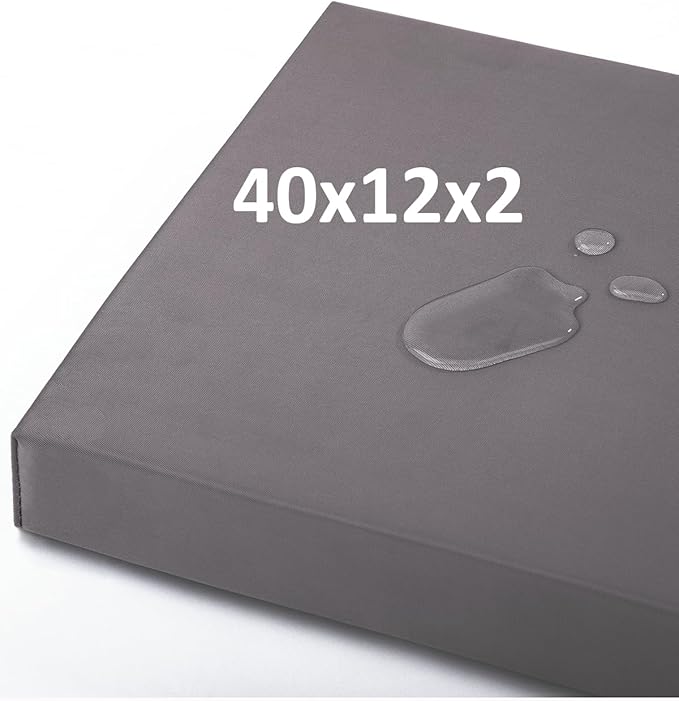 40x12x2 Outdoor Bench Cushion, Strengthen Waterproof Seat Cushions, High-Density Bench Pad with Anti-Slip Bottom, Outdoor Cushion for Patio Garden Swing Furniture - Grey