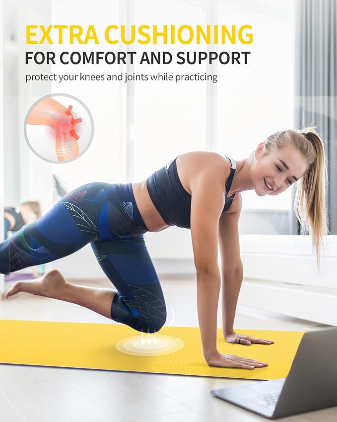 CAMBIVO Yoga Mat for Women Men Kids, 1/3 & 1/4 & 2/5 Inch Extra Thick Yoga Mat Non Slip, 72" x 24" TPE Yoga Mats, Workout Mat with Carrying Strap for Yoga, Pilates and Floor Exercises