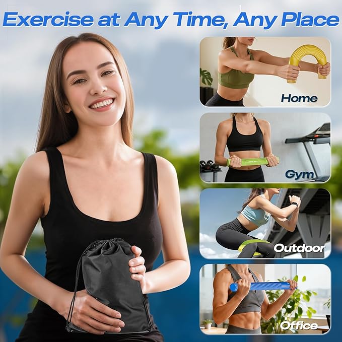 Flex Therapy Bar - Tennis & Golfers Elbow Therapy Bar, Relieve Tendonitis Pain & Improve Grip Strength, Twist Bar for Physical Therapy, Fitness Resistance Bar Equipped with 3 PCS Bar & 5 PCS Bands