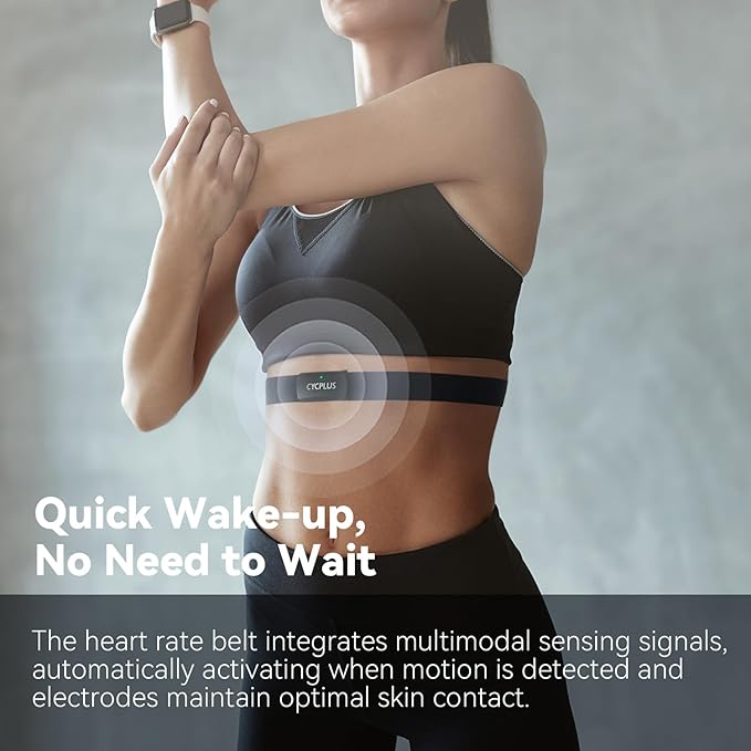 CYCPLUS Heart Rate Monitor Chest Strap H2Pro, Bluetooth ANT+ Heart Rate Monitor Chest Sensor with 500h Battery, IPX7 Waterproof and Dustproof, HRM Works with Strava/Cycplus Fit App