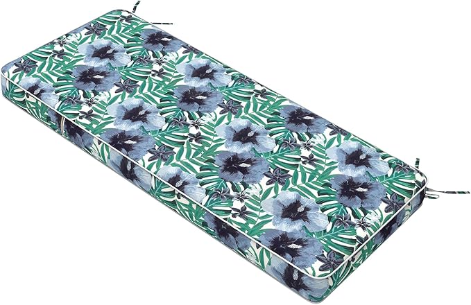 Outdoor Bench Cushion, Patio Furniture Cushions 42x18x3 Inch, All-Weather Seat Chair Swing Couch Pad, Garden Porch Loveseat Long Glider Bench Cushion, Blue Salmone Tropical