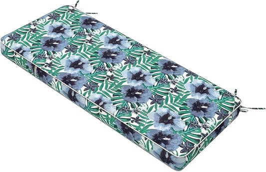Outdoor Bench Cushion, Patio Furniture Cushions 42x18x3 Inch, All-Weather Seat Chair Swing Couch Pad, Garden Porch Loveseat Long Glider Bench Cushion, Blue Salmone Tropical