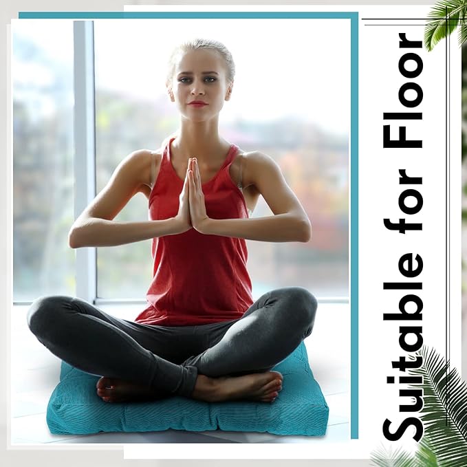 Jerify Floor Pillow Cushions 22 x 22 Inch Round Square Large Meditation Floor Pillow for Classroom Adult Meditation Picnic Party Cushion for Seating Gift Christmas(Square,Blue,4 Pcs)