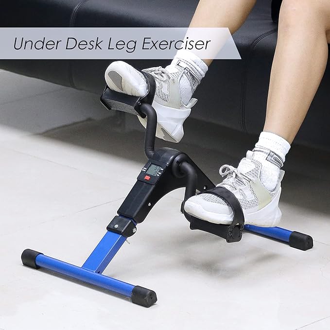 Folding Pedal Exerciser, Mini Under Desk Bike - Portable Foot Hand Cycle Peddler Machine Bicycle Exerciser for Arm Leg While Sitting