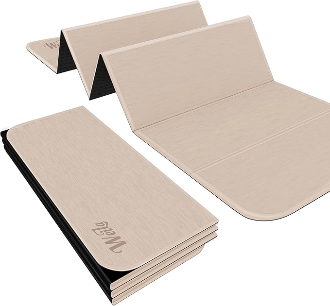 1/2inch Extra Thick Foldable Yoga Mat with SGS Certified Odourless POE Material - Light Weight Non Skid Easy to Clean Travel Workout Excercise Mat, 71x24inch