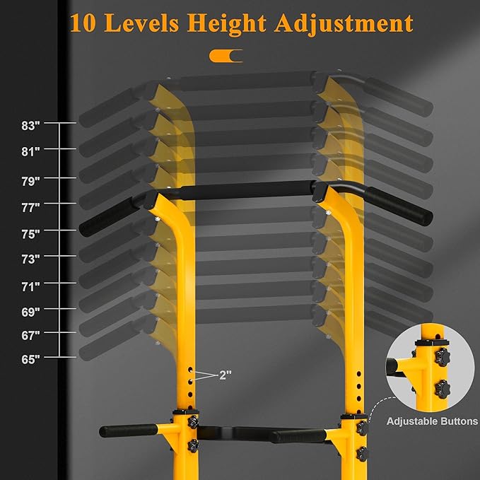 DlandHome Power Tower Pull Up Dip Station Multi-Function Fitness Equipment for Strength Training Adjustable Height Dip Stand for Home Gym