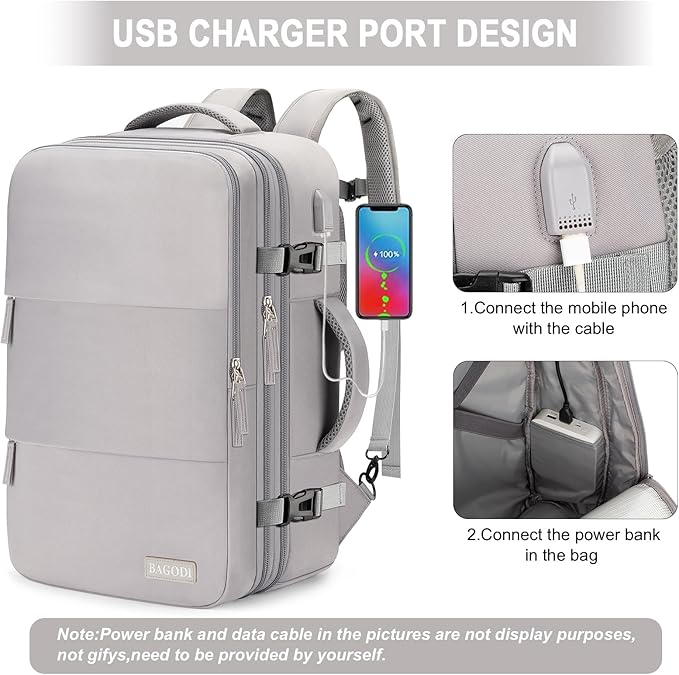 Carry On Backpack, 42L Flight Approved Travel Backpack for Men Women,Airline Approved Gym Backpack Waterproof Business Laptop Daypack Laptop Backpack,Casual Daypack for Business Weekend Hiking