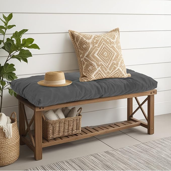 Outdoor Bench Cushion Waterproof, Tufted Bench Seat Cushion 40 x 15 Inch, Patio Wicker Indoor Seat Pads for Outside Garden Patio Balcony