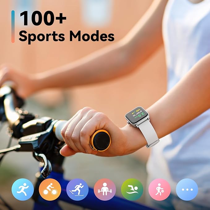 ENOMIR Smart Watch for Men Women, Alexa Built-in Fitness Tracker with Call Function&1.8" HD Touchscreen, 5ATM Waterproof Heart Rate/Sleep/SpO2 Monitor, 100+ Sport Modes, iOS Android Compatible, White