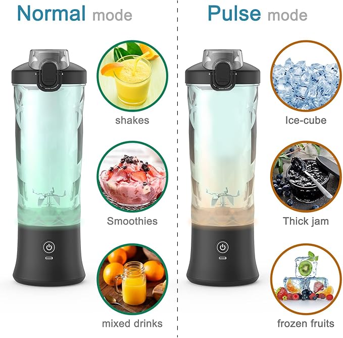 DENOKIN Portable Blender 20oz Vessel, Cordless Personal Size Blender for Shakes and Smoothies with 6 Blade Small Blender for Kitchen, Home, Travel