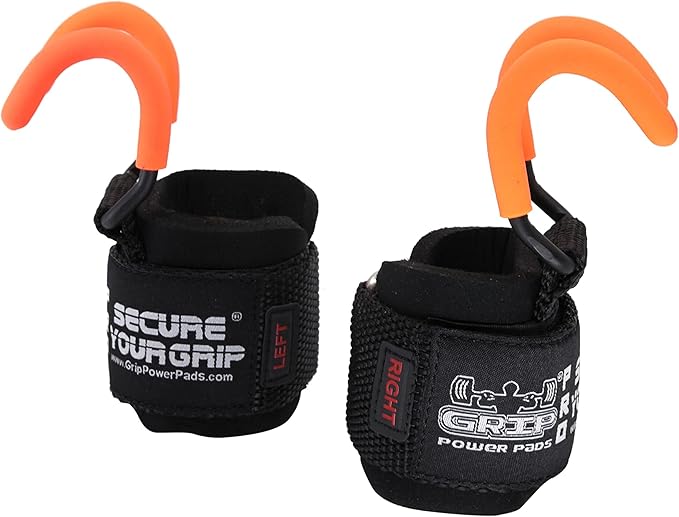 Weight Lifting Rod Hooks Heavy Duty Wrist Wraps Power Weight Lifting Training Gym Grips Straps Set of 2