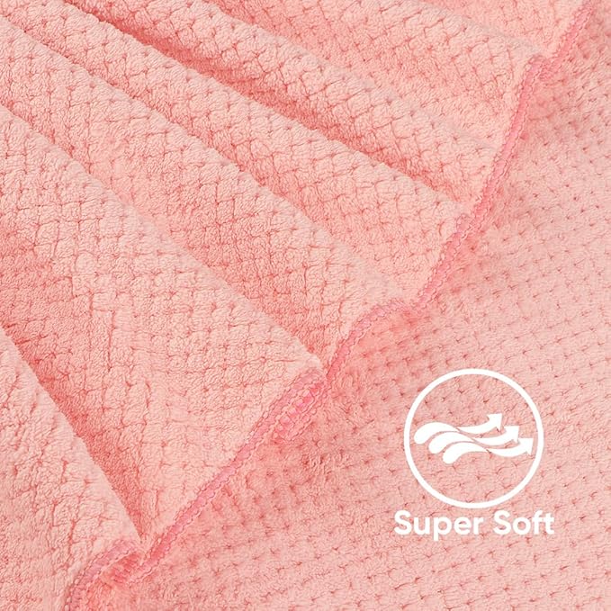 HOMEXCEL Bath Towels Pack of 2, (27 x 54 Inches) Microfiber Ultra Soft Highly Absorbent Bath Towel Set, Lightweight and Quick Drying Towels for Body, Sport, Yoga, SPA, Fitness, Pink