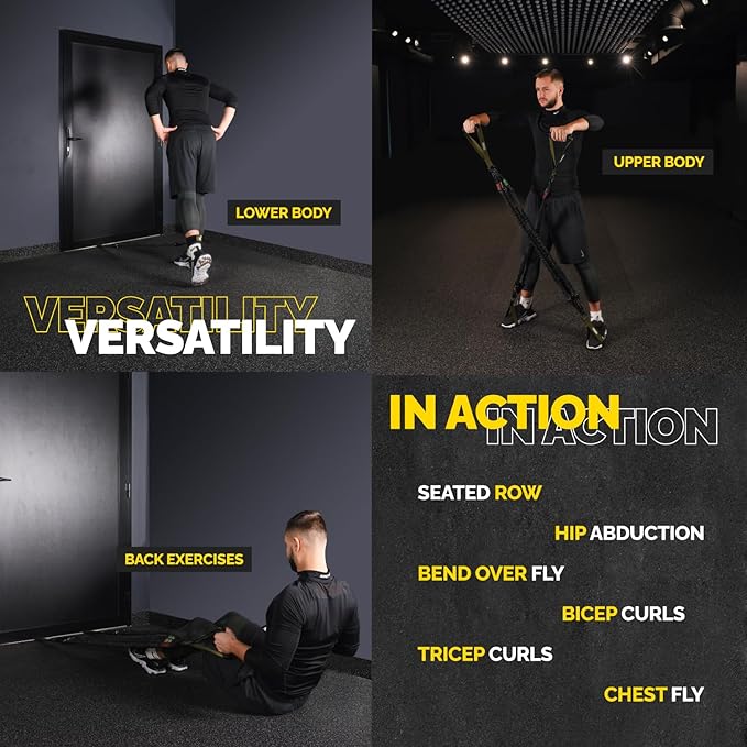 Tube Resistance Bands for Working Out Men and Women - Exercise Bands Resistance Bands Set, Resistance Band Bar, Handles, Ankle Straps, Foot Straps and Door Anchor