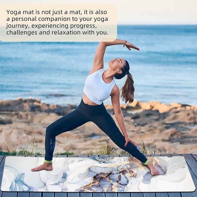 FOLAI Extra Thick Yoga Mat 6mm - Non-Slip Exercise Mat for HIIT, Pilates & Home Workouts & Workout with Free Carry Strap