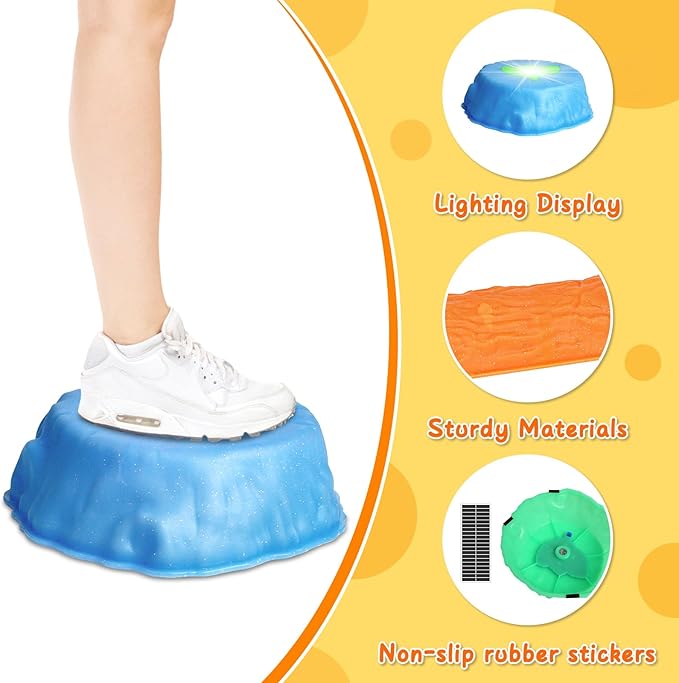 deAO Balance Stepping Stones for Kids,8 Pcs Non-Slip Toddler Balance Stepping Stones,Coordination Skills Game Toys Obstacle Courses Sensory Toys for Toddlers 3+ Outdoor Indoor Play