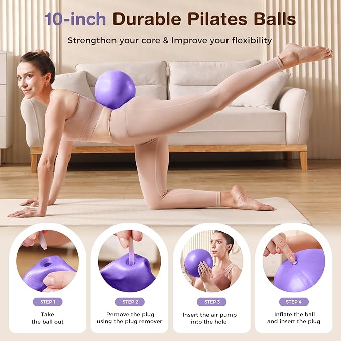 Pilates Equipment at Home Essentials Pilates Kit for Women 13Pcs Pilates Workout Set with 13” Ring, 10” Ball and Resistance Bands Set for Beginners