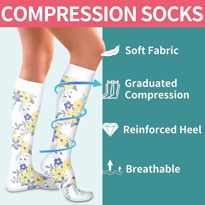 COOLOVER Compression Socks for Women and Men - Best for Circulation, Running, Athletic, Recover, Nurse, Travel