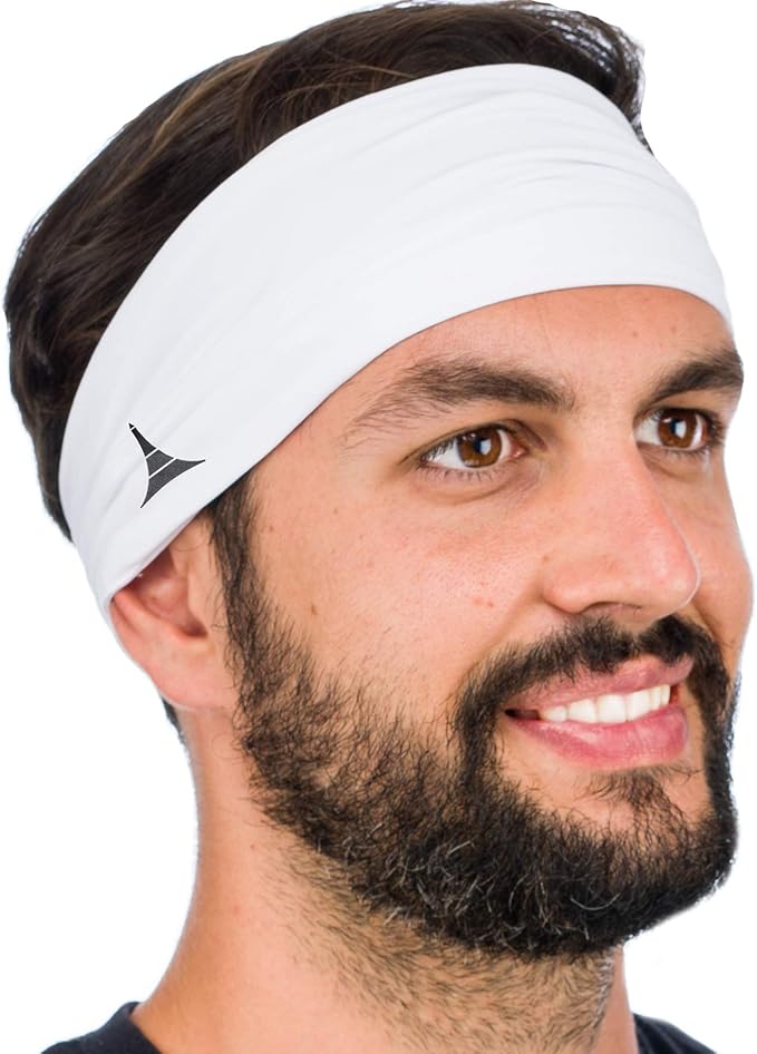 French Fitness Revolution - Stretchy Sports Headband for Men & Women - Guys Sweatband for Running, Cycling, Basketball, Yoga, Fitness - Moisture Wicking Workout Hairband - Made in Europe