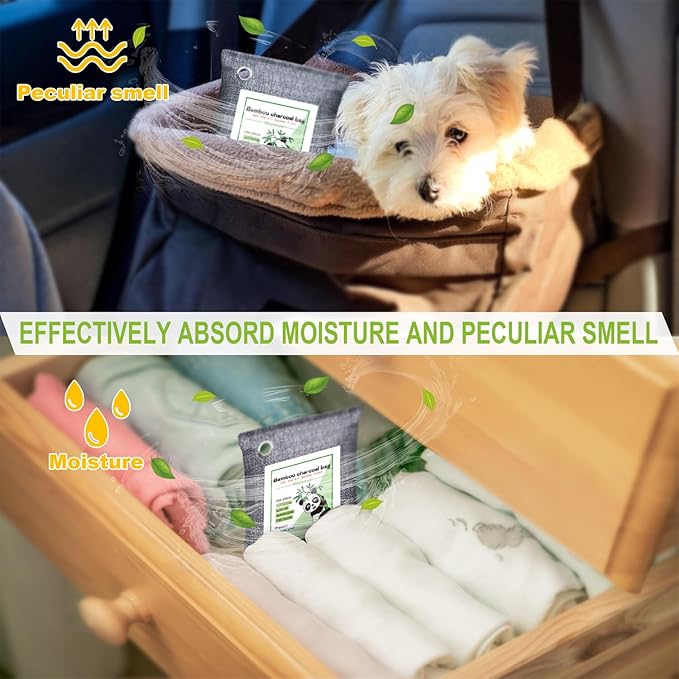 Activated Charcoal Odor Absorber for Strong Odor in Basement, Car, Closet, Shoe, 16 Pack Bamboo Charcoal Air Purifying Bags Deodorizer Odor Eliminator for Home