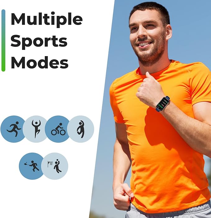 Fitness Tracker Smart Watch, 1.47" Full Touch Health Tracker with 24/7 Heart Rate & Blood Oxygen Monitor, Sleep Tracker, 3ATM Waterproof Step Tracker Activity Tracker for Women Men, Midnight Blue