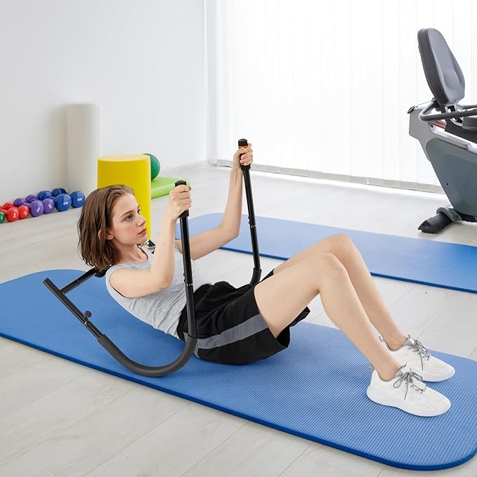 GYMAX Ab Machine, 330lbs Ab Cruncher for Stomach Workout with Head Protector, Padded Grips & Foam Edge, Easy Assembly Fitness Ab Trainer, Sit Up Assistant Push Up Stands, Multifunctional Home Gym Addition