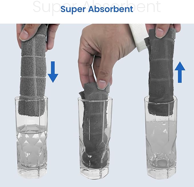 Greenfound Microfiber Cleaning Cloth Roll -80 Pack,Tear Away Towels for Car,Reusable Paper Towels Washable,Super Absorbent,Lint Free Cleaning Rags for House,Kitchen,Window-11.5"×11.5"(Check Grey)