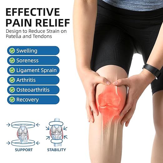 CAMBIVO Knee Brace for Men and Women, Patella Tendon Knee Strap with Gel Pad and Side Stabilizers, Adjustable Knee Band for Knee Pain Relief, Lightweight Knee Support for Workouts, Running, Training (Gray, L/XL)