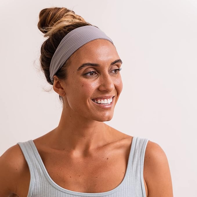 FROG SAC Sport Headbands for Girls, Adjustable Non Slip Athletic Sports Hair Bands for Women, Teen Girl Black Gray White Stretch Elastic Workout Mesh Headband for Yoga Running Exercise Soccer