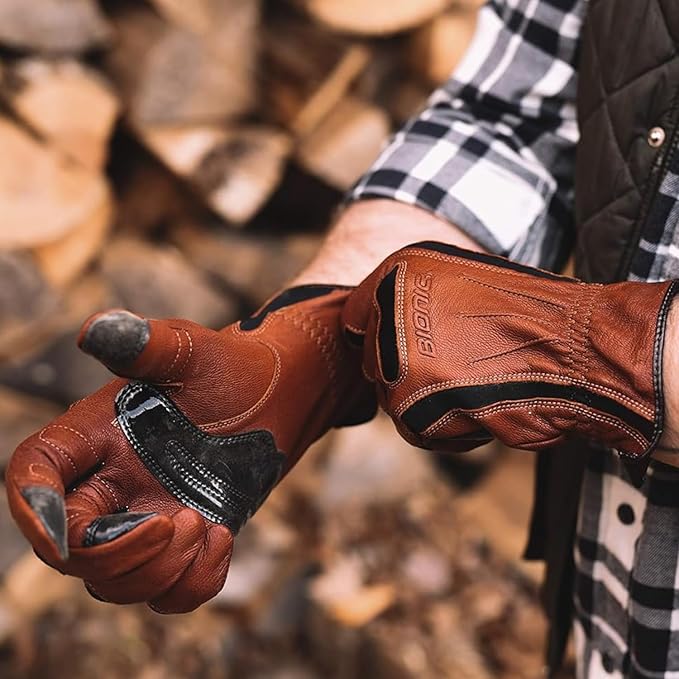 Bionic Men's Tough Pro with Natural Fit Premium Leather Work Gloves (Small)