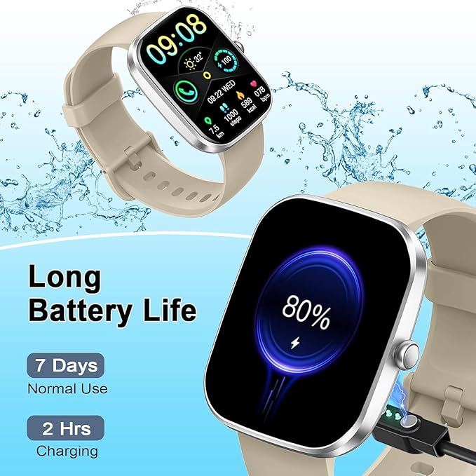 Smart Watch(Answer/Make Call), 1.91" Smartwatch for Men Women, 2025 New Fitness Watch with 110+ Sport Modes, Fitness Activity Tracke with Pedometer/Sleep Monitor/Heart Rate/IP68 Waterproof, Beige