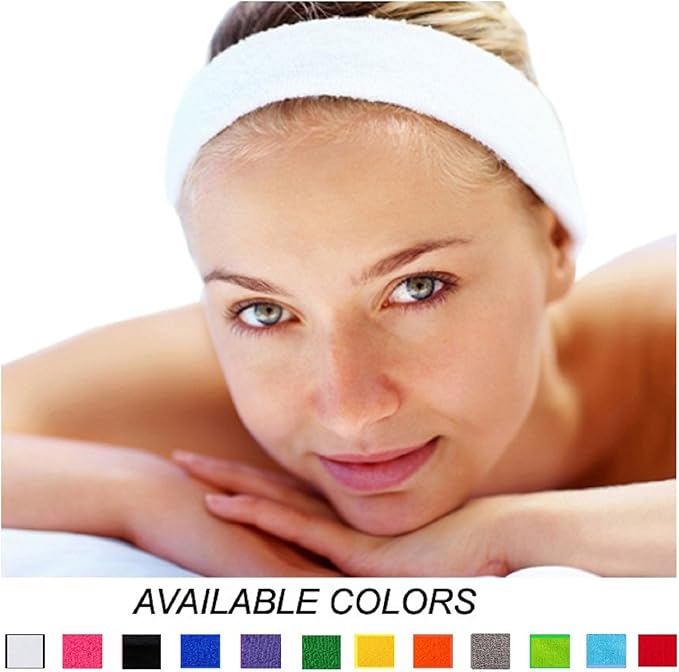 12 Sweatbands Cotton Sports Headbands Terry Cloth Moisture Wicking Athletic Basketball Headband by Kenz Laurenz